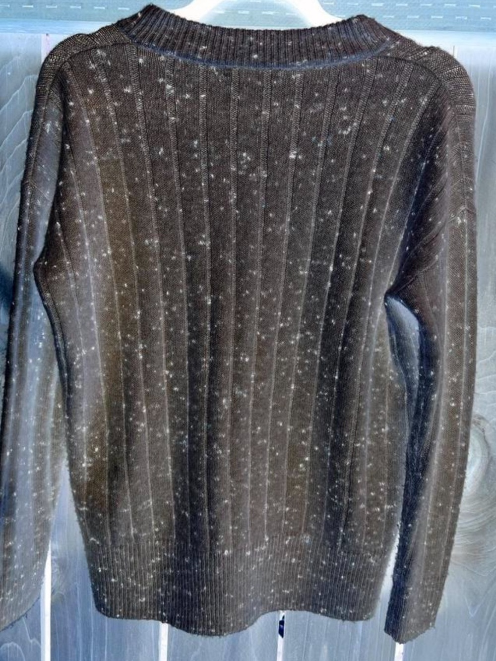 Madewell Black Speckled Ribbed Henley Crew Sweater XXS - Picture 6 of 6